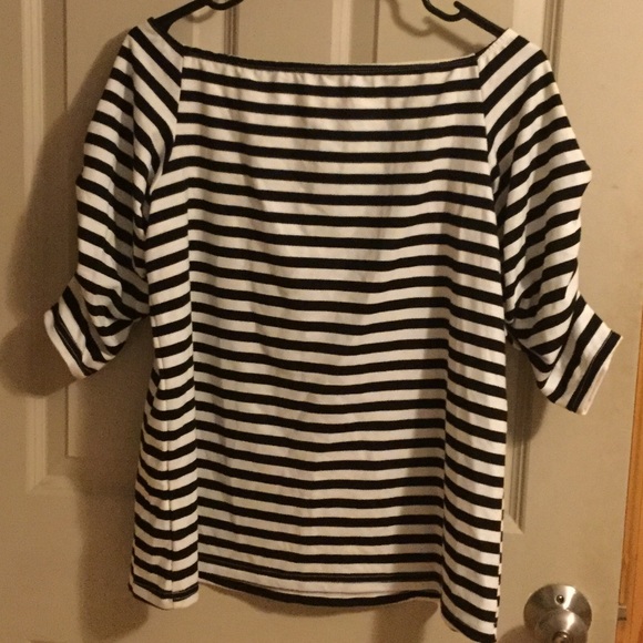 NWOT Shein Striped Off Shoulder Smock Top - Picture 2 of 5